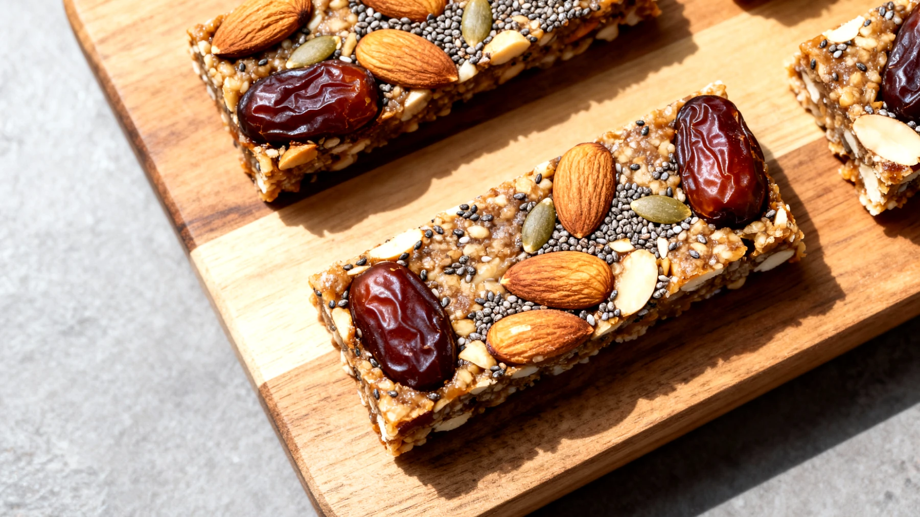Barrette di datteri, mandorle e semi di chia fatte in casa"